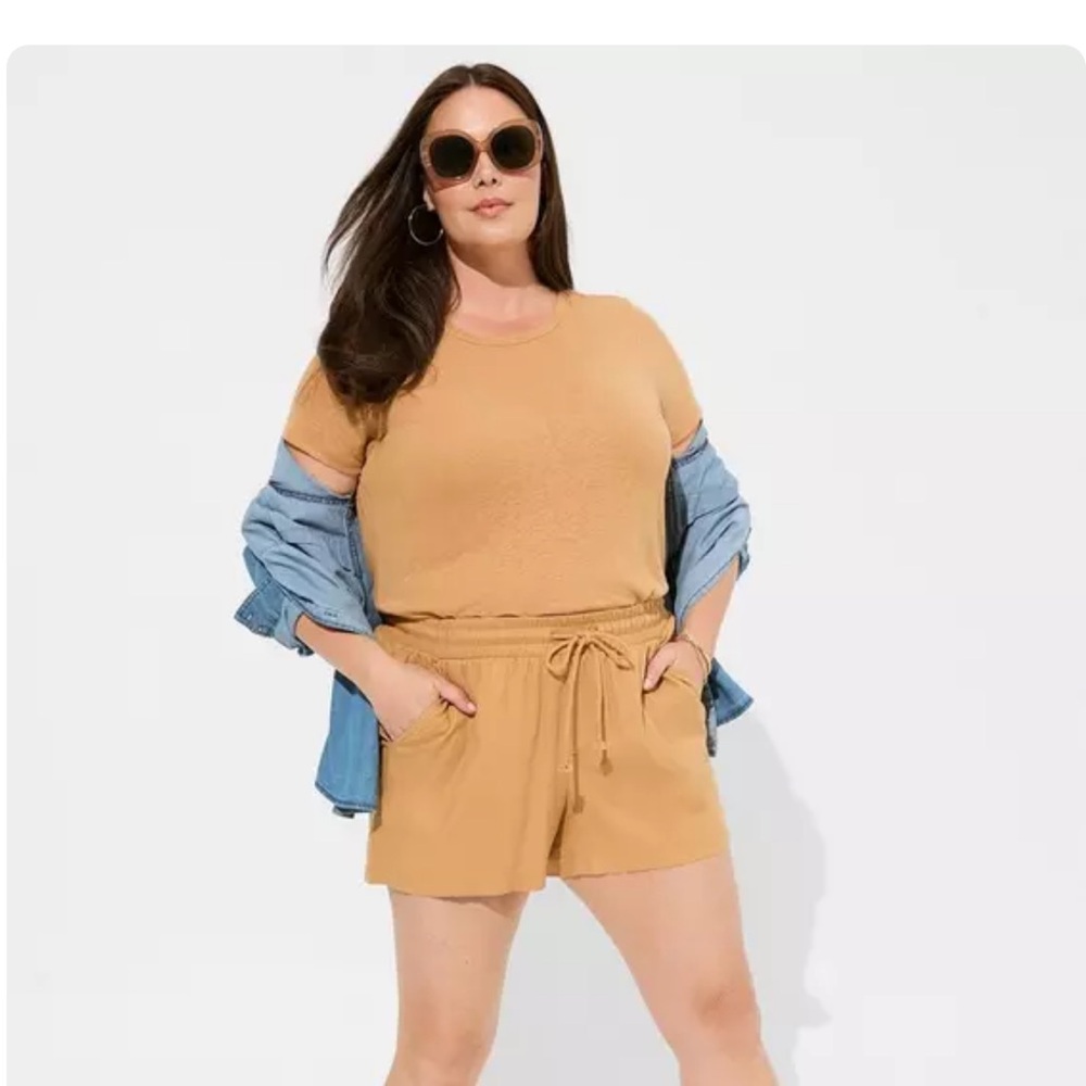 5 Inch Pull-On Stretch Linen Mid-Rise Short